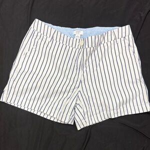 crown & ivy White Shorts with Blue Pinstripes